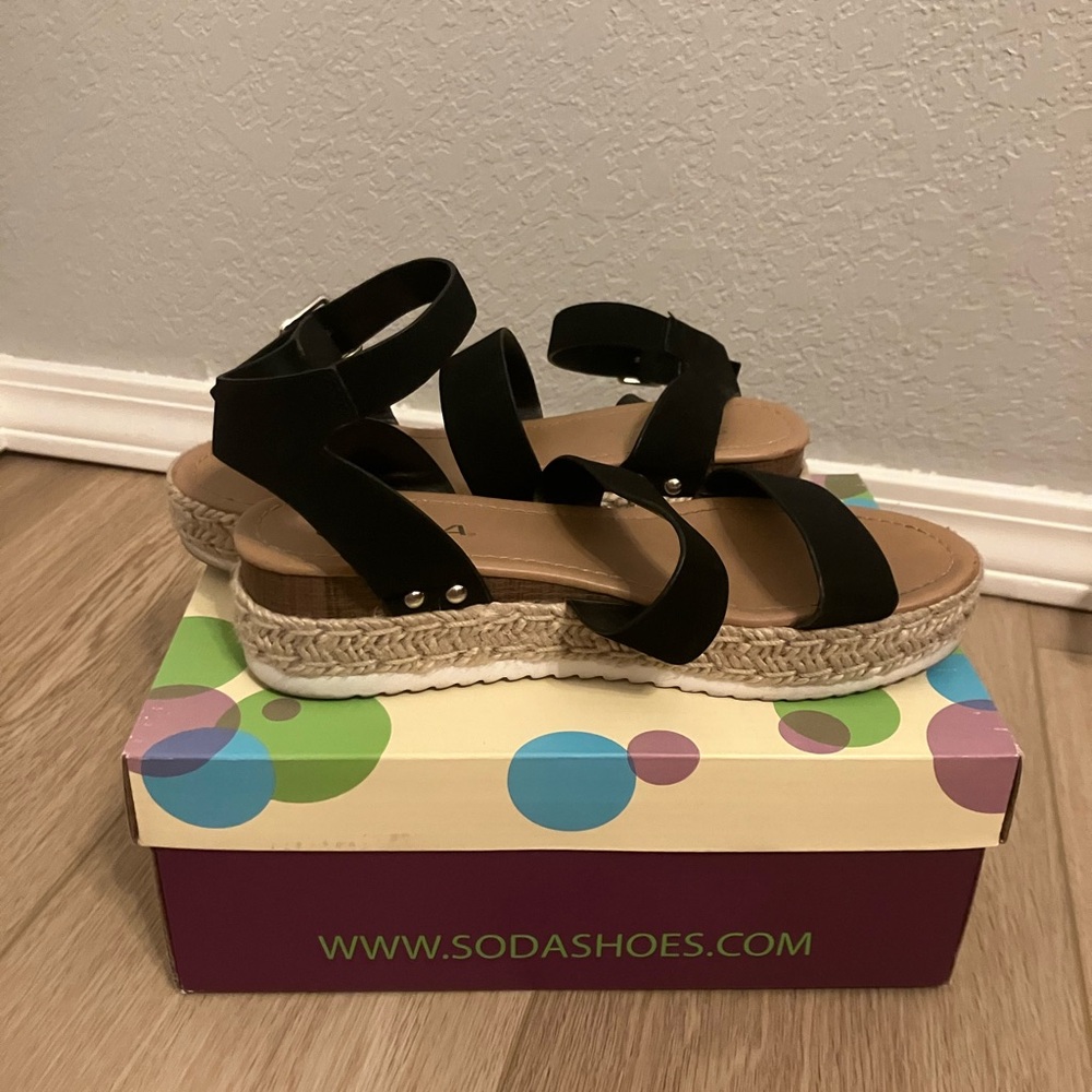 Soda Black Espadrille Platform Shoes